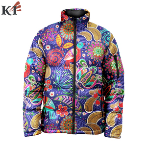 <b>Men's</b> Puffer Jacket Gradient Color Print Windproof Polyester Winter Casual Stand Collar Zipper Closure Regular Fit - Product Image 6