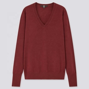 WOMEN 100% COTTON <b>V</b> <b>NECK</b> <b>JUMPER</b> <b>LONG</b> SLEEVE WINTER SEASON EMBROIDERY LOGO RUNNING CASUAL FASHIONWEAR Quick Dry Breathable - Product Image 2