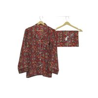 Ensemble de pyjama en soie élégant à motifs floraux, imprimé en bloc, doux, pour le printemps, l'été et l'automne, manches longues, cadeau pour elle