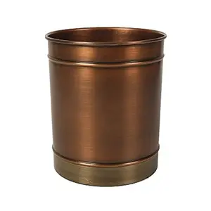 Deluxe Quality Solid Copper Waste Bin For Outdoor Home Decor Accessories Round Shape Garbage Bin For Sale