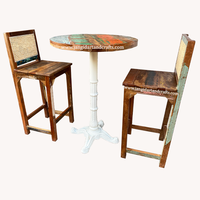 Table et chaises de Bar en fer, ensemble Vintage industriel, rond et rustique, indien, en bois massif, Style Restaurant, café, Pub, Bar, meubles, 9 pièces