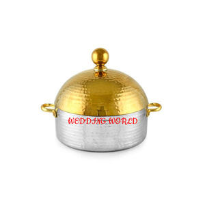 Pot rond en bois de qualité supérieure fait à la main Casserole de créateur Classique Élégant Vente en gros Ustensiles de cuisine Chauffe-plats en métal - Product Image 5