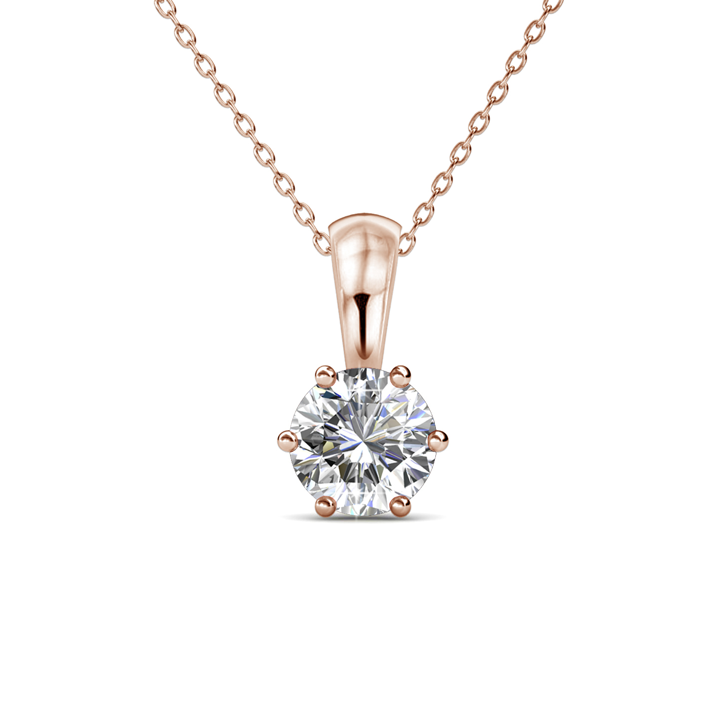 Brass 18k Rose Gold Plated Pendant - Diamond