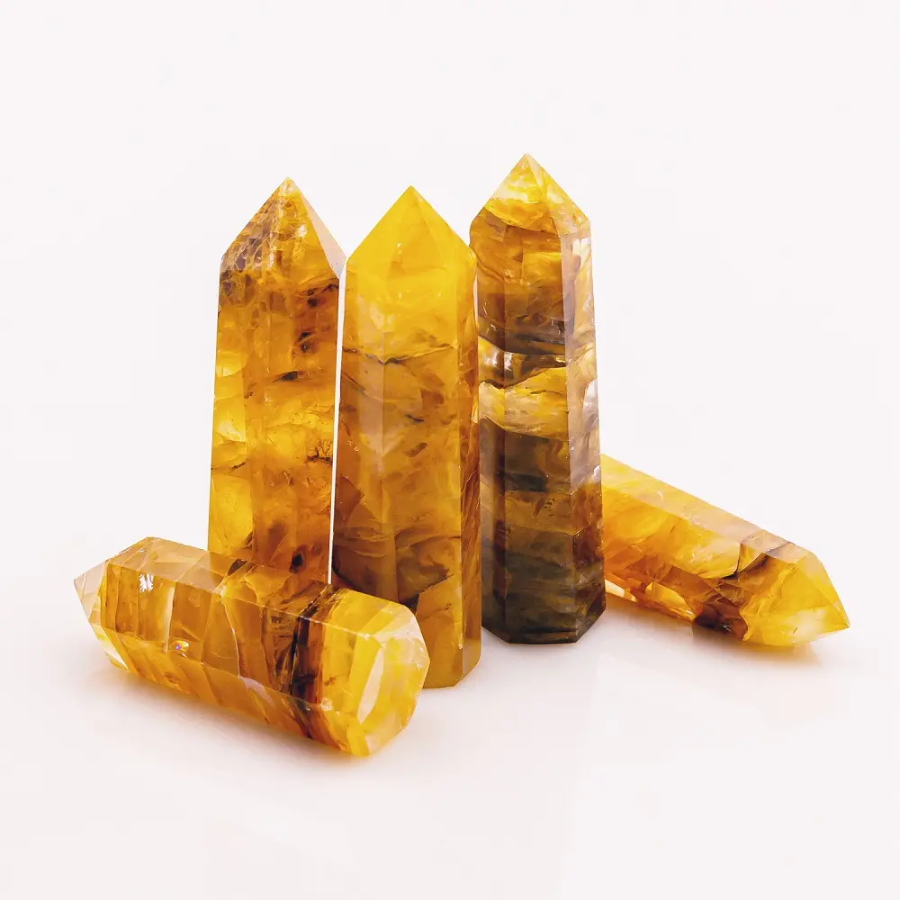 Premium Quality Golden Quartz Crystal Tower For Healing Meditation Wholesale Price Gemstone Obelisk Polished Natural Tower Bulk