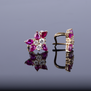 Románticos Pendientes chapados en oro amarillo de 14K y 18K de lujo, piedras preciosas de alta calidad, ajuste de bisel de diamante de rubí Vintage para regalo de mujer - Product Image 2