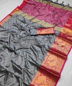 Sari de Seda Jacquard Banarasi, Blusa para Mujer, para Fiestas, Festivales, Uso Diario, Seda de Algodón Suave, Diseño Moderno, Siempre en Oferta, Venta al por Mayor - Product Image 3