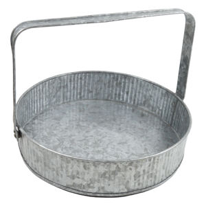 Plateau rond en métal galvanisé avec finition de couleur gris Design pour la maison et l'hôtellerie Vaisselle de cuisine Design Plateau de service - Product Image 1