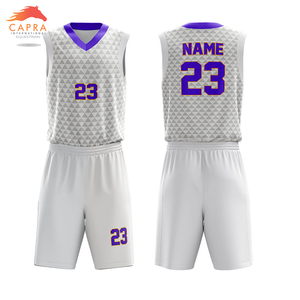 Uniforme de basket-ball respirant sur mesure, grande taille, avec motifs triangulaires sublimés antibactériens pour équipes adultes unisexes - Product Image 4