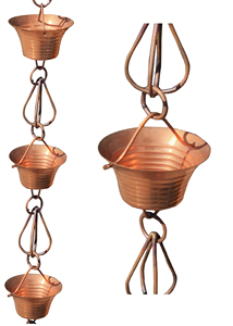 Buenas cadenas de drenaje Campanas decorativas Jardín Colgando Cobre Martillado Cadenas de lluvia para granja jardín decoración del hogar - Product Image 2