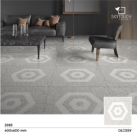 Nouveauté SKYTOUCH Modèle 4154 Carrelage de sol intérieur en porcelaine mate au design classique moderne, résistant aux acides et à l'usure, gris 600x600mm
