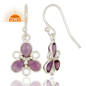 Nouvelles boucles d'oreilles pendantes en améthyste, argent sterling 925 massif, serties à la main, tendance, unisexe, pour femmes - Product Image 2