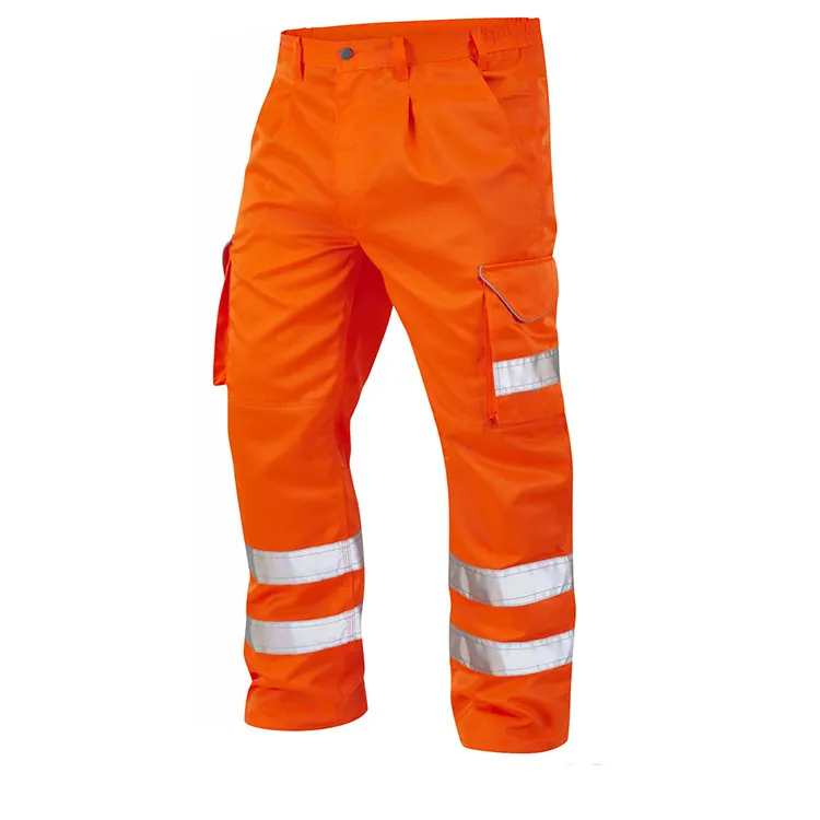 Pantalones de trabajo reflectantes para hombre, ropa impermeable de alta visibilidad, con múltiples bolsillos, fluorescente, amarillo, de seguridad