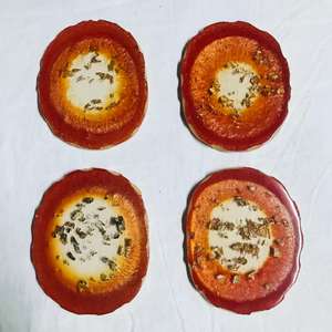 Ensemble de sous-verres ronds en résine époxy orange DIY Design de tapis de maison et de cuisine de haute qualité pour les hôtels et les restaurants - Product Image 4