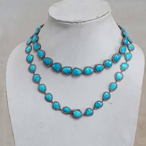 Collier Long en pierre précieuse pour femmes, offre spéciale, bijoux en argent sterling 925, turquoises, vente en gros - Product Image 3