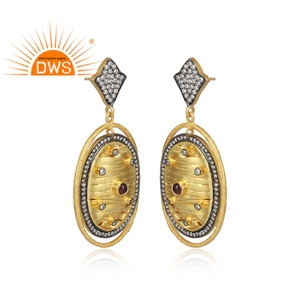 Boucles d'oreilles en pierre précieuse CZ, boucles d'oreilles pendantes rose avec des pierres précieuses, plaqué or 925, argent, fait à la main, vente en gros - Product Image 2