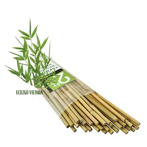 Tongkat bambu berwarna alami dan mentah untuk taman/tongkat bambu pendukung bunga dibuat di Vietnam oleh Eco2go produsen