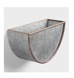 <b>Black</b> Powder Coated <b>Metal</b> Flower <b>Planter</b> Pot Set of Two with Gold Finish Stand Garden Accessories Carton Packing - Product Image 3