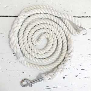 White Natural Handmade Best Quality Gift for Your <b>Dog</b> Walking with the Special <b>Dog</b> Rope <b>Leash</b> with Silver Clip - Product Image 1