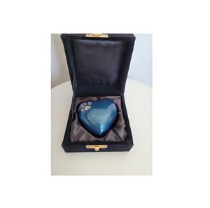 Suministros funerarios de latón con grabado de pata de Corazón Azul, urna de cremación de mascotas, Brassworld, India - Product Image 1