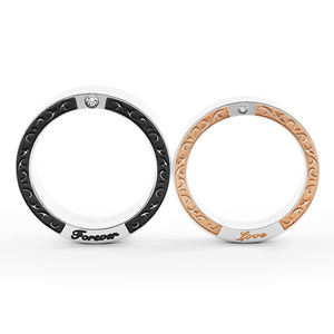 แหวน316L สแตนเลสสตีลใส่ได้ทั้งชายและหญิงเพทายสีเงิน - Product Image 1