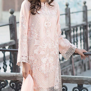 Elegant Stylish 2021 Long Kurta with Pant Beautiful Applique & Lace Decoration for Party or Wedding Wear - Product Image 1