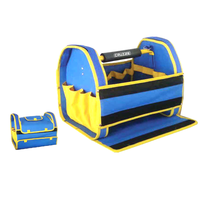 Boîte à outils en tissu polyester de marque CRUIZE, personnalisable OEM, de qualité industrielle, avec poignée en PVC jaune et bleu, outils à main
