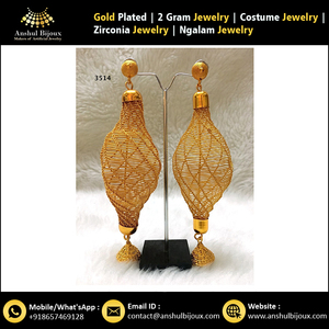 Pendientes Ngalam de Diseño Africano, Joyería Hecha a Mano de Cobre y Latón con Diamantes para Bodas, Compromisos, Aniversarios o Fiestas - Product Image 2