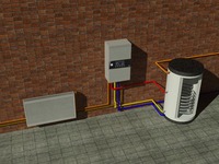 Résistance de chauffe électrique à régulateur avec réservoir externe, circuit imprimé