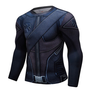 Custom Sublimated Compression Gym Shirts Long Sleeve BJJ Rashguard MMA <b>Mens</b> Rash Guard - Product Image 5