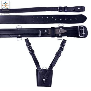Ceinture Sam Browne personnalisée en cuir de vache véritable avec boucle en alliage métallique nickel doré, largeur de 2,25 pouces, longueur de 28 à 58 pouces, pour cérémonie de remise de diplômes et défilés - Product Image 1