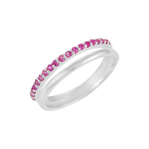 Anillo de moda de diseñador de Plata de Ley 925 sólida de calidad Premium, piedra preciosa de zafiro Rosa Natural, banda de boda de doble vástago eterno - Product Image 1