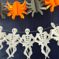 Guirlande de squelettes en papier de soie pour Halloween, décoration intérieure jetable de 12 pieds de long, décoration festive pour adultes