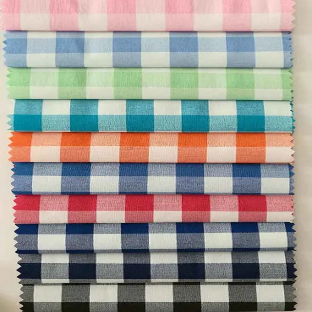 95% Cotton Yarn Dyed Check With Stretch Spandex Elastic Fabric Unique Modern Design Material Best Quality Supplier Reusable