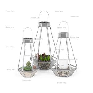 Metal And Glass Silver Color Hanging <b>Lantern</b> <b>Set</b> Of Three Different Size Hanging <b>Lantern</b> For Home Hotel Decor - Product Image 3