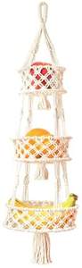Macramé colgante de 3 niveles, cesta de fruta para cocina o decoración Bohemia - Product Image 3