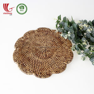 Vietnamese <b>Round</b> Flower Handwoven Rattan Charger Rattan <b>Placemats</b> Wholesale - Product Image 1
