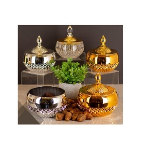 Bandeja de dátiles dulces de metal de forma redonda con bandeja de frutas dulces de color dorado de calidad superior de Home Arts - Product Image 3