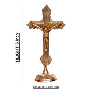 Croix en laiton argenté avec crucifix en laiton doré, articles religieux - Product Image 6