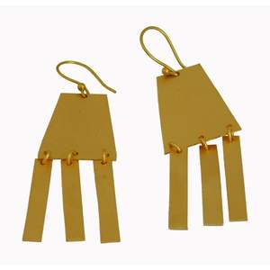 Boucles d'oreilles en laiton pour filles et femmes, tendance, vente en gros, fait à la main, finition mate plaquée or, poids léger - Product Image 3