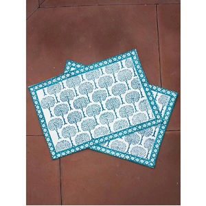 Printed <b>PVC</b> Floral Wedding <b>Table</b> Embroidered Minimalistic 13x19 150 GSM Lightweight 100% Organic Cotton GOTS Certified <b>Table</b> Mat - Product Image 1