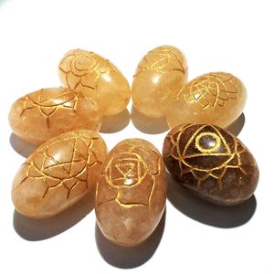 Aventurine jaune chakra de guérison ensemble Lingam forme 7 chakra pierre ensemble pierre reiki ensemble pierres précieuses cristal de guérison naturel en gros - Product Image 5