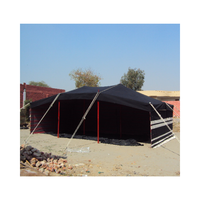 Tenda Tradisional Arab Timur Tengah, Hitam & Putih Garis Kanvas Berkemah Luar Ruangan Tenda Gurun Pasir Tradisional Saudi Arabia Panama Pasar