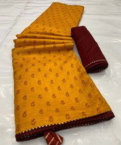Nouvelle arrivée dernière Banarasi soie douce imprimé noir couleur Saree avec chemisier non cousu pour robe féminine tenue traditionnelle Alphanumero - Product Image 6