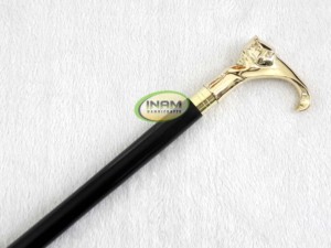 Extreme Quality Designer Wooden <b>Walking</b> <b>Stick</b> with Brass Golden Animal Handle / Wooden <b>Walking</b> Canes with Brass Animal Handle - Product Image 2