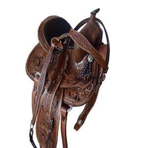 Premium Genuine Leather Western Barrel Racing Horse Saddle Tack Set Múltiples tamaños y colores para montar en inglés - Product Image 3