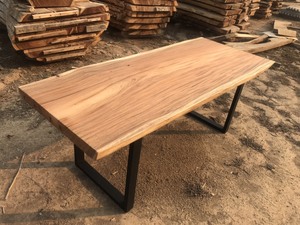 Table à manger en bois à bords vivants, table en bois, table à manger - Product Image 2