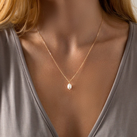 Collier Ras-du-Cou Pendentif Simple Perle de Culture d'Eau Douce Baroque, Bijou Quotidien pour Femme, Cadeau pour Demoiselle d'Honneur