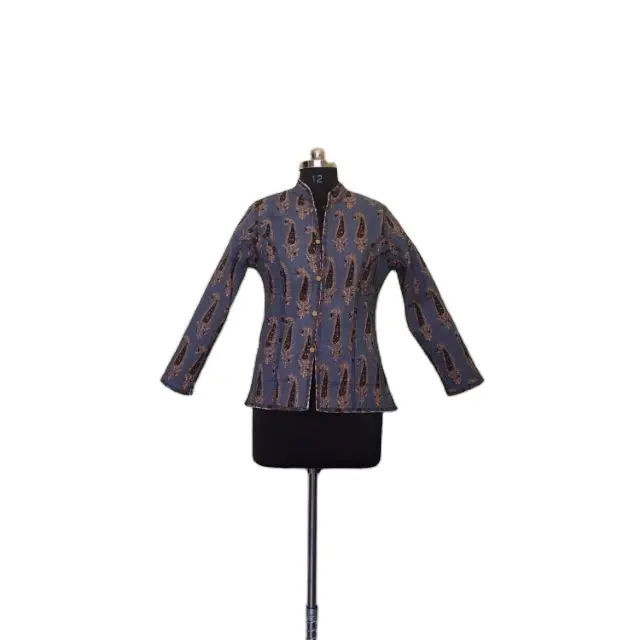 Reversível unisex jaqueta Kantha tradicional de algodão artesanal casaco indiano feminino Kantha jaqueta costurada à mão borda cru