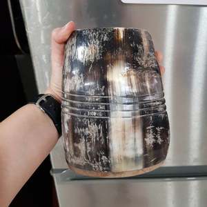 NOORBABA INTERNATIONAL's Handcrafted 100% Natural Ox Horn Viking Drinking Mug Pulido Animal Style Craft Product - Product Image 3