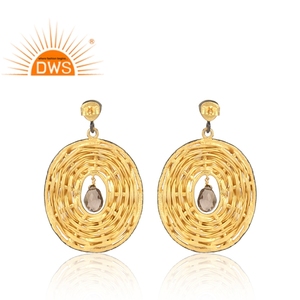 925 <b>Sterling</b> <b>Silver</b> Natural Smoky Quartz & Crystal Quartz Gemstone Dangle <b>Earring</b> For <b>Women</b> Jewelry Manufacturer - Product Image 3
